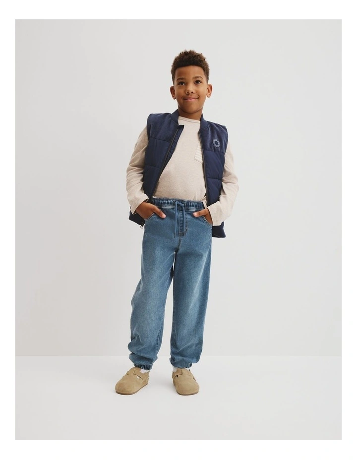 Denim Jogger in Mid Blue Wash image 1