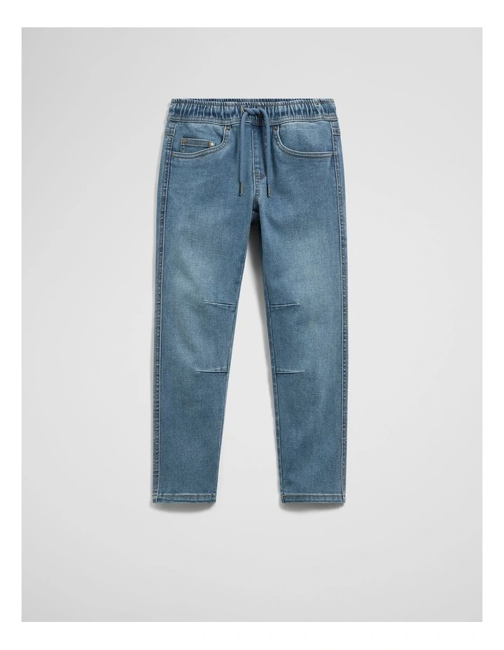 Denim Jogger in Mid Blue Wash image 4