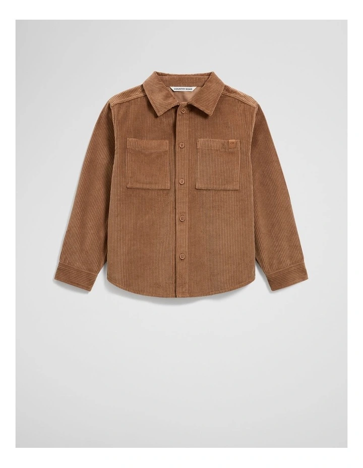 Orgaanically Grown Cotton Cord Shacket in Camel image 5