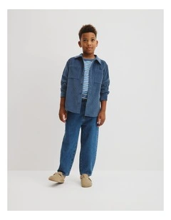 Orgaanically Grown Cotton Cord Shacket in Deep Blue