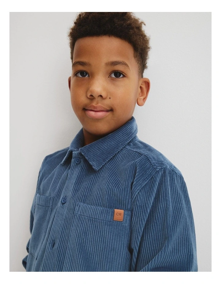 Orgaanically Grown Cotton Cord Shacket in Deep Blue image 2