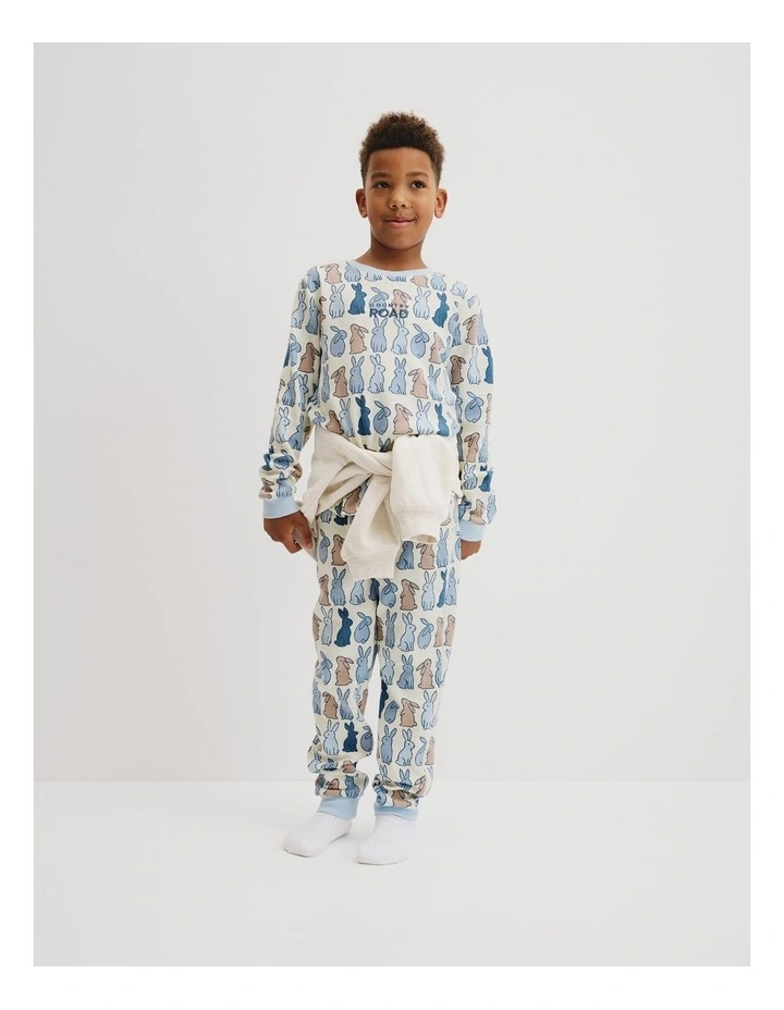 Australian Cotton Bunny Print Pyjama Set in Multi image 1