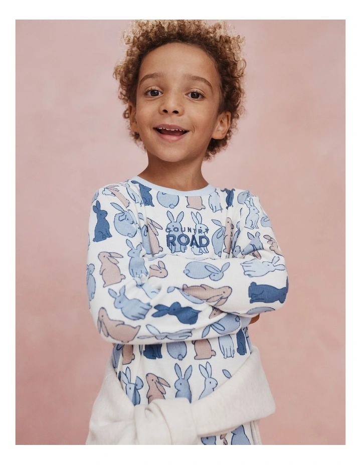 Australian Cotton Bunny Print Pyjama Set in Multi image 2