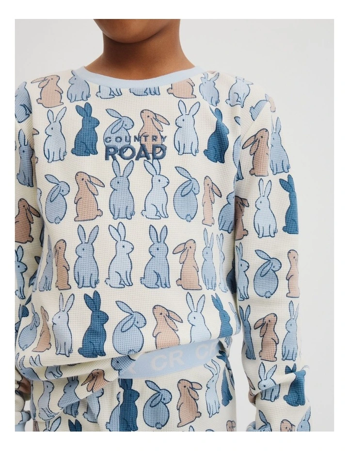 Australian Cotton Bunny Print Pyjama Set in Multi image 3