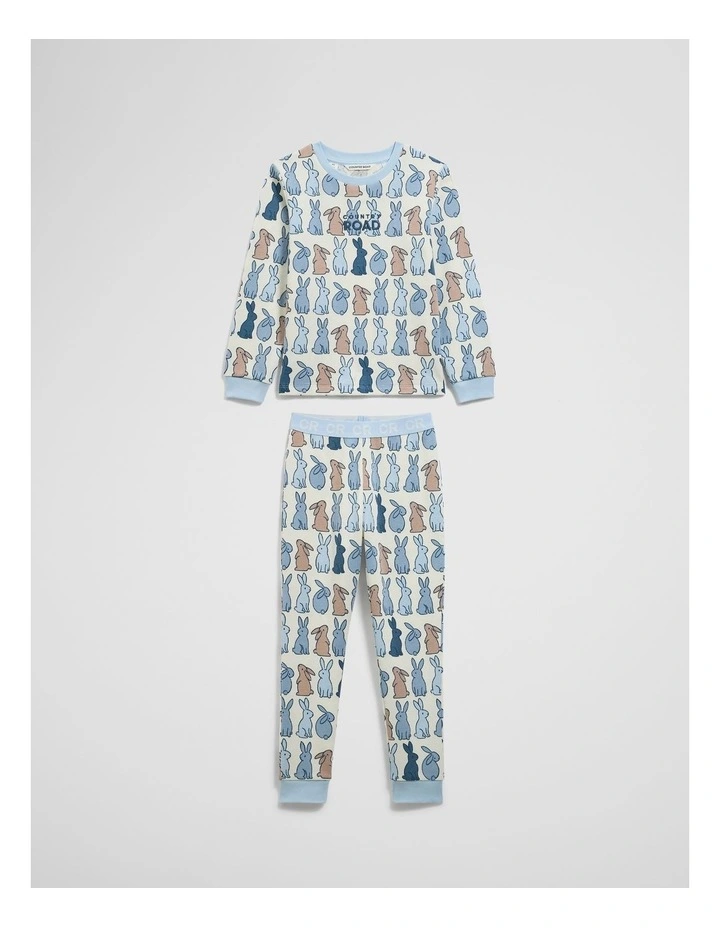Australian Cotton Bunny Print Pyjama Set in Multi image 5