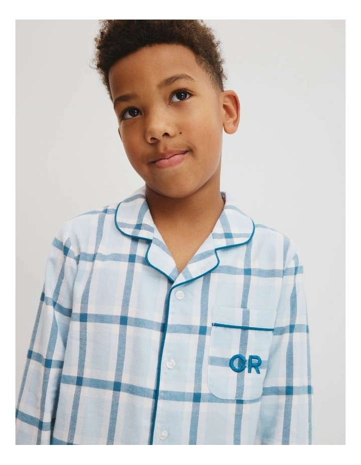 Flannel Check Pyjama Set in Dusty Blue image 2