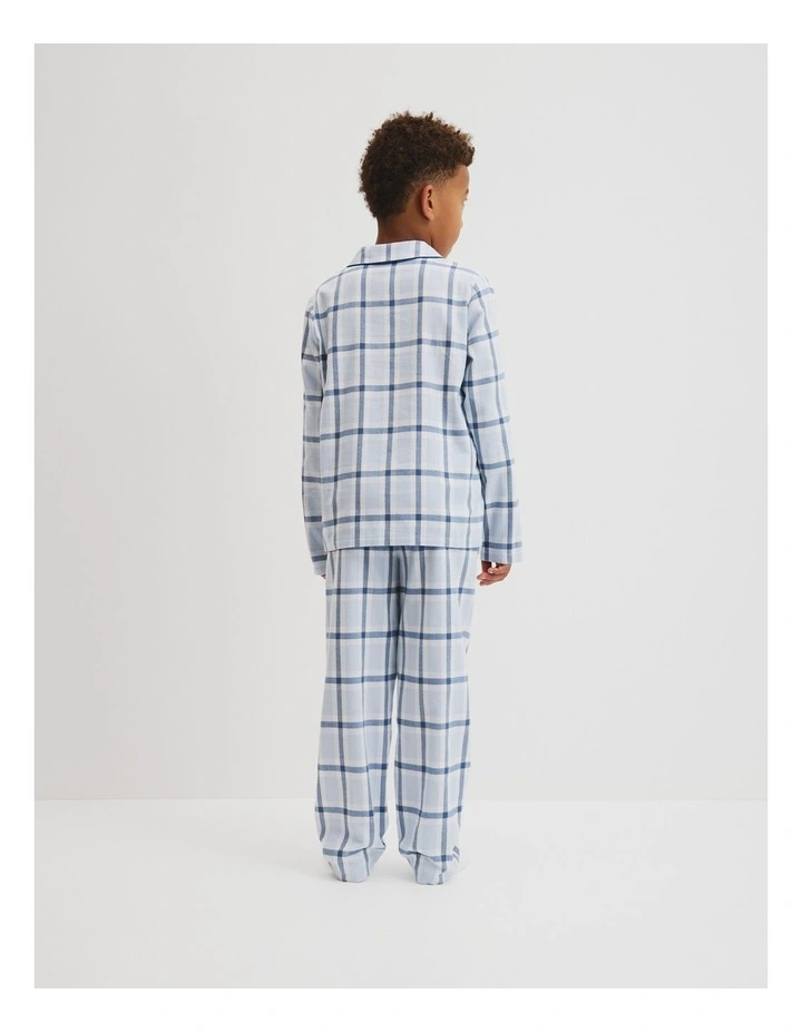 Flannel Check Pyjama Set in Dusty Blue image 3