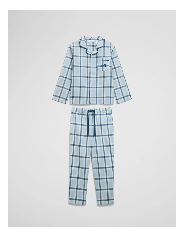 Flannel Check Pyjama Set in Dusty Blue image 4