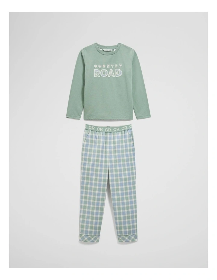 Long Sleeve Logo Pyjama in Fern image 1