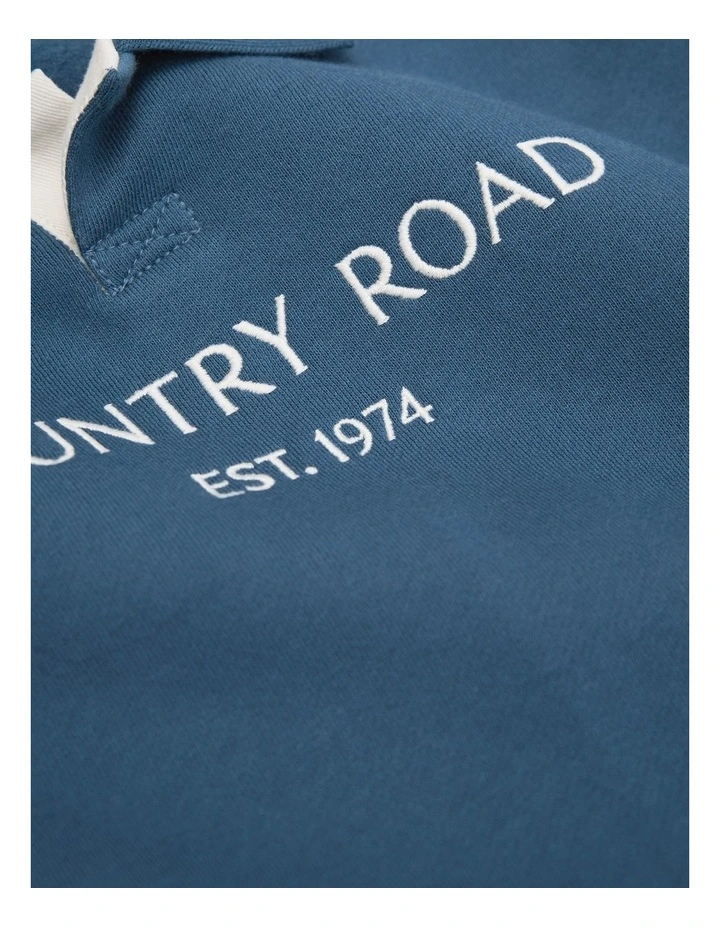 Organically Grown Cotton Collared Sweat in Deep Blue image 5