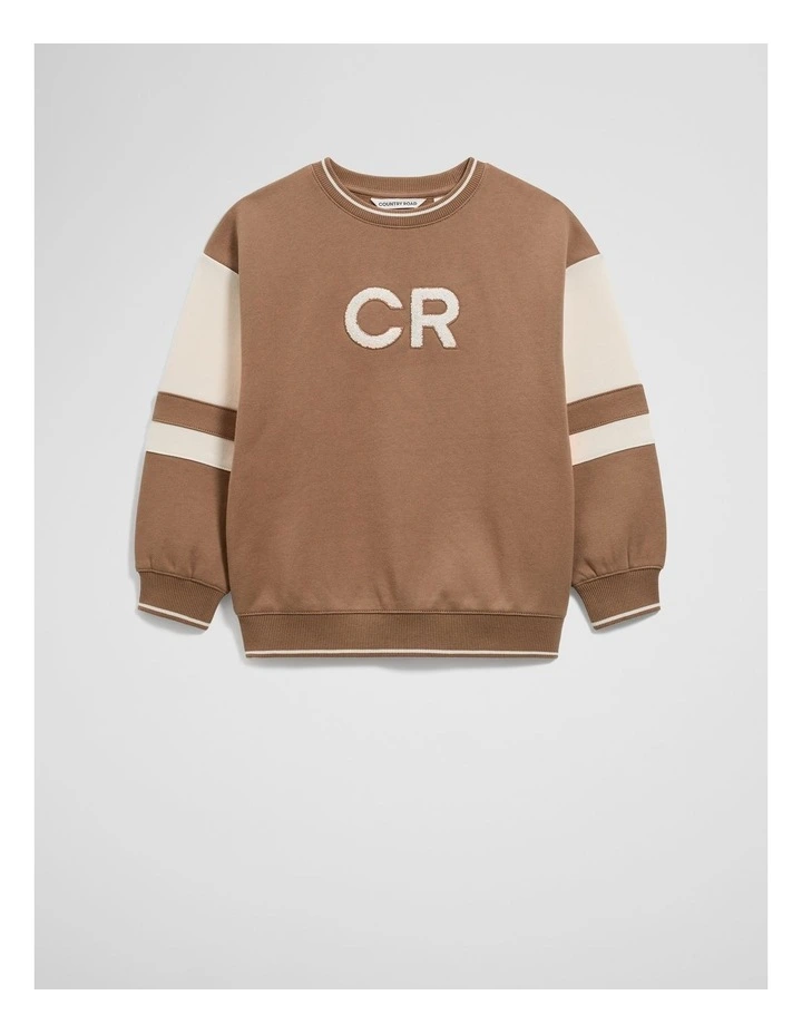 Oversized Boucle Sweat Top in Camel image 1