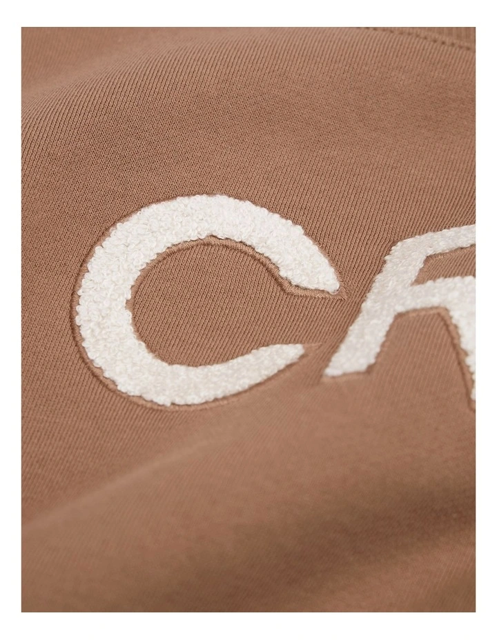 Oversized Boucle Sweat Top in Camel image 2