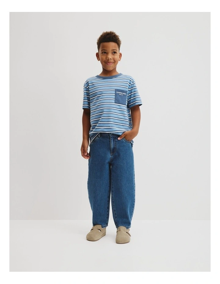 Organically Grown Cotton Pocket T-shirt in Glacier Stripe image 1