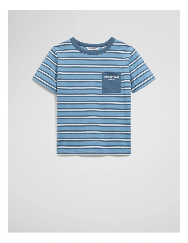 Organically Grown Cotton Pocket T-shirt in Glacier Stripe image 4