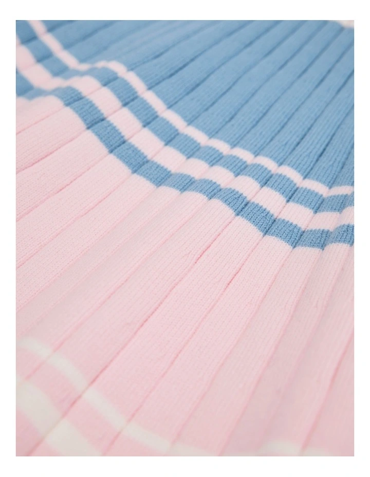 Organically Grown Cotton Blend Variegated Stripe Knit Dress in Multi image 2