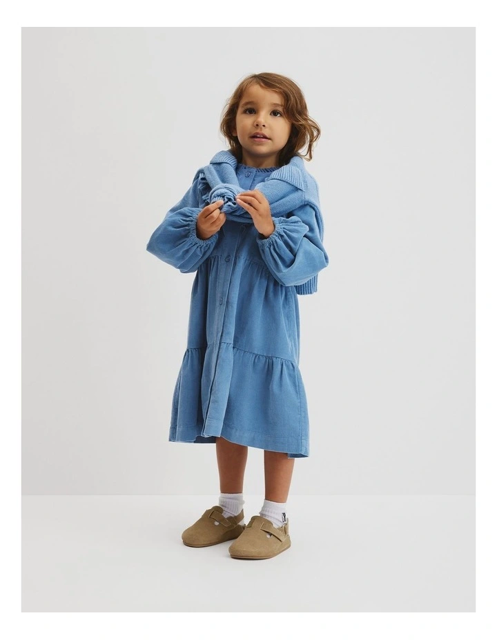 Organically Grown Cotton Long Sleeve Corduroy Dress in Glacier image 1