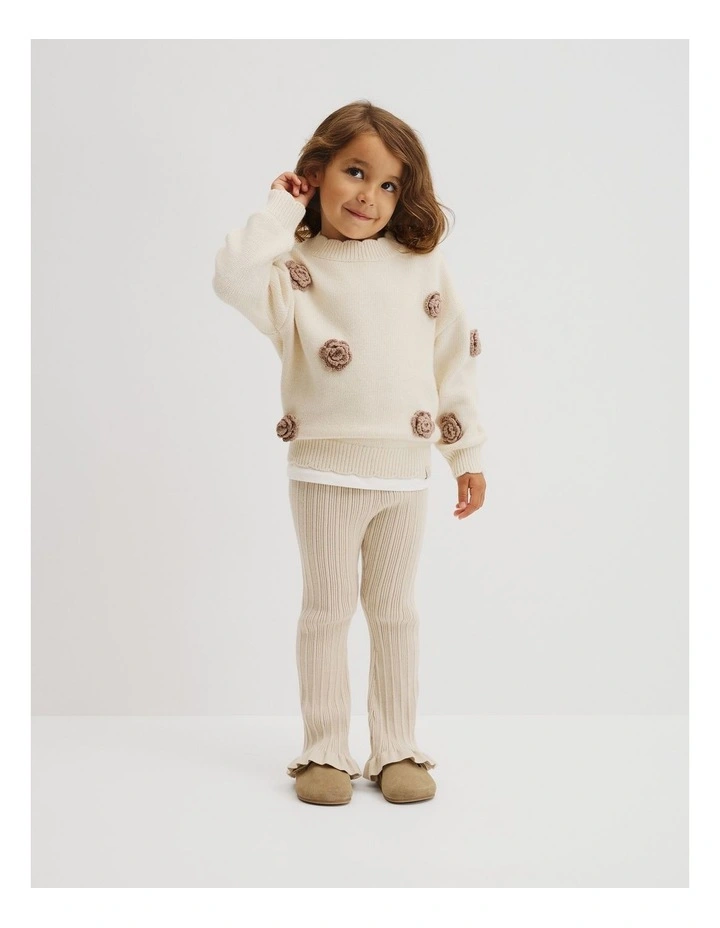 Flower Motif Knit in Oyster image 1