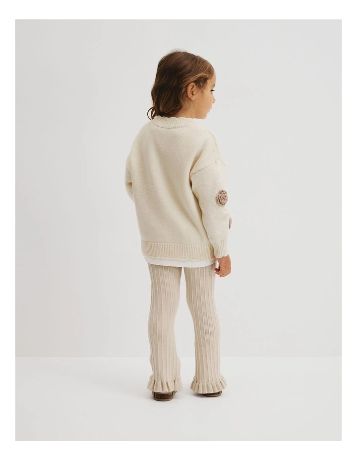 Flower Motif Knit in Oyster image 4