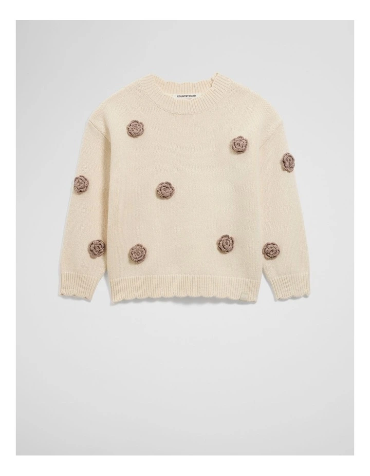 Flower Motif Knit in Oyster image 5