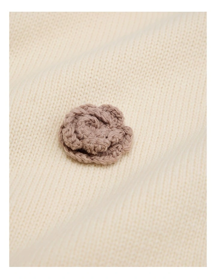 Flower Motif Knit in Oyster image 6