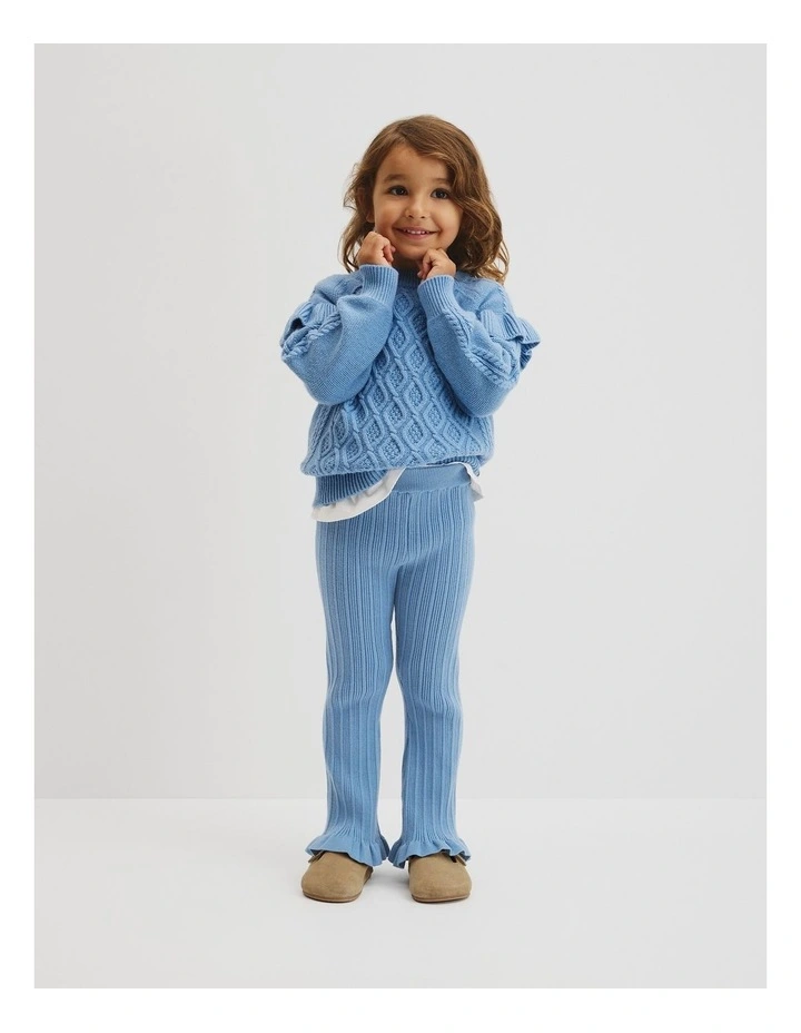 Organically Grown Cotton Blend Rib Knit Pant in Glacier image 1