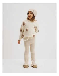 Organically Grown Cotton Blend Rib Knit Pant in Wafer