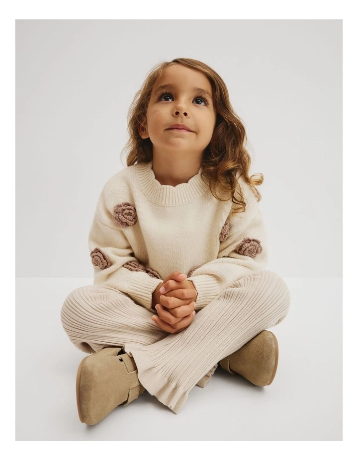 Organically Grown Cotton Blend Rib Knit Pant in Wafer image 3