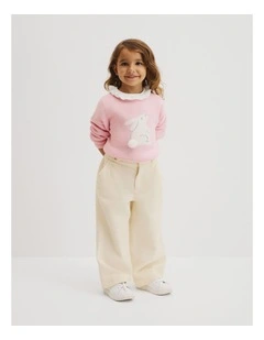 Organically Grown Cotton Wide Leg Cord Pant in Oyster