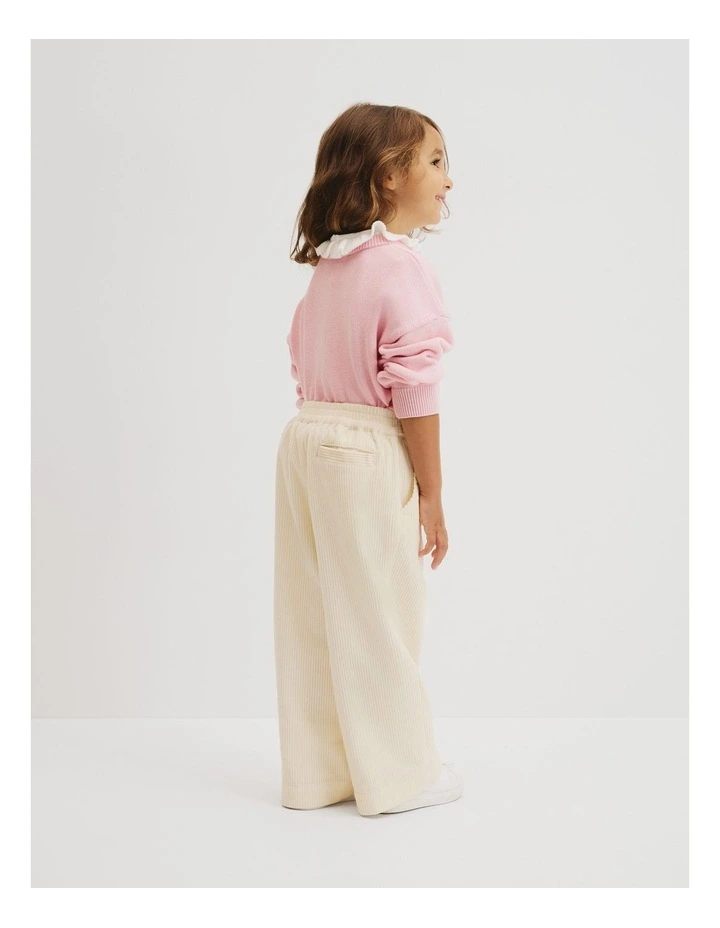 Organically Grown Cotton Wide Leg Cord Pant in Oyster image 3