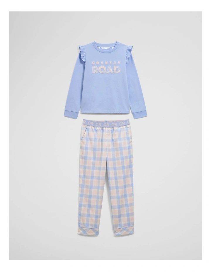 Australian Cotton Check Logo Pyjama Set in Bluebell image 1