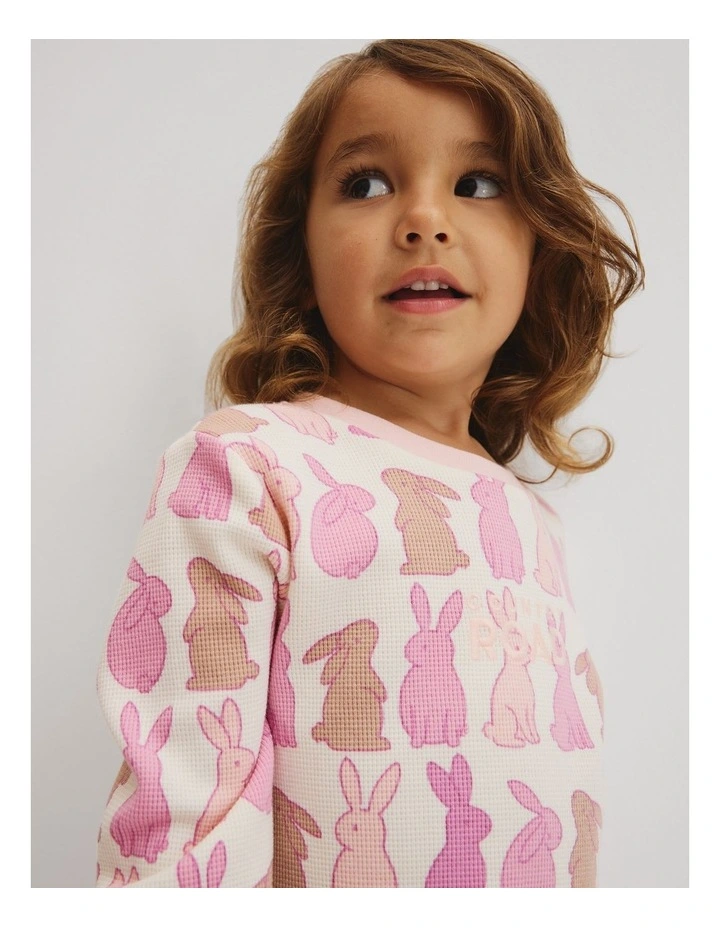 Australian Cotton Bunny Print Pyjama Set in Multi Pink image 2