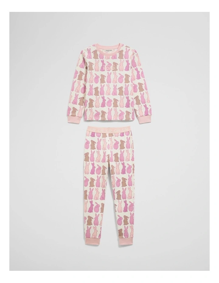 Australian Cotton Bunny Print Pyjama Set in Multi Pink image 4