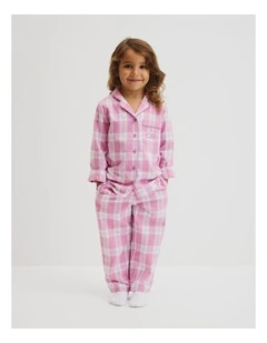 Australian Cotton Flannel Check Pyjama in Berry