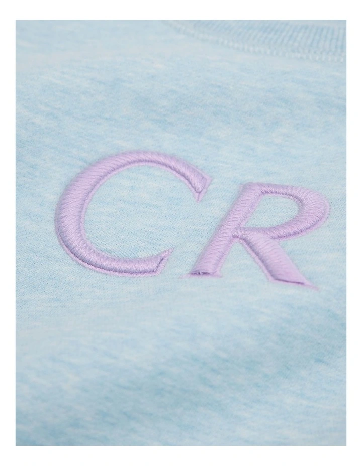 Australian Cotton Oversized Logo Sweat Top in Glacier Marle image 2