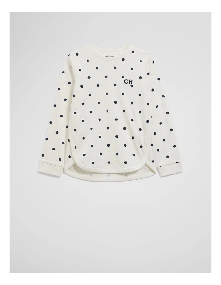 Organically Grown Cotton Curved Logo T-shirt in Marshmallow image 1