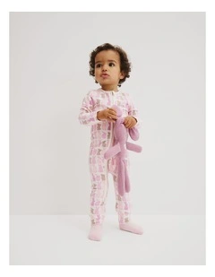 Organically Grown Cotton Cord Bunny Jumpsuit in Multi Pink