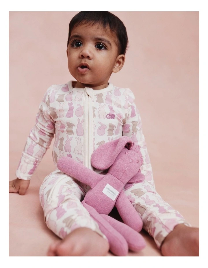Organically Grown Cotton Cord Bunny Jumpsuit in Multi Pink image 2
