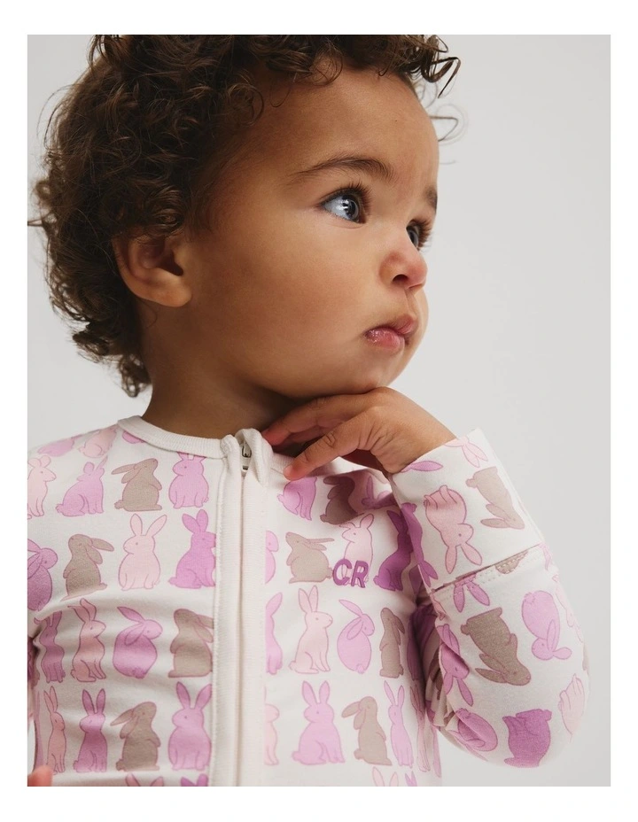 Organically Grown Cotton Cord Bunny Jumpsuit in Multi Pink image 3