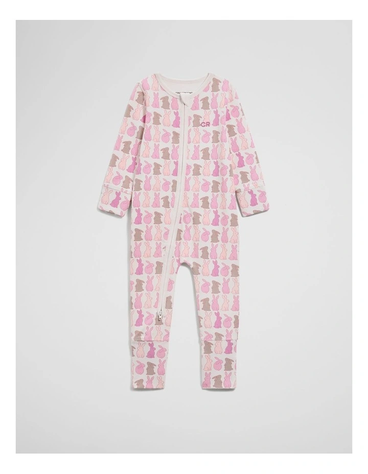 Organically Grown Cotton Cord Bunny Jumpsuit in Multi Pink image 4