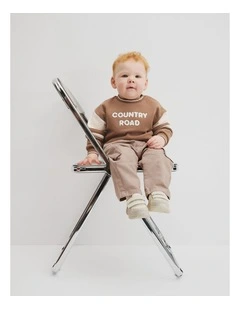 Organically Grown Cotton Oversized Boucle Sweat Top in Camel