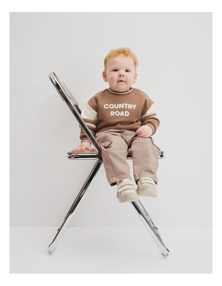 Organically Grown Cotton Oversized Boucle Sweat Top in Camel image 1