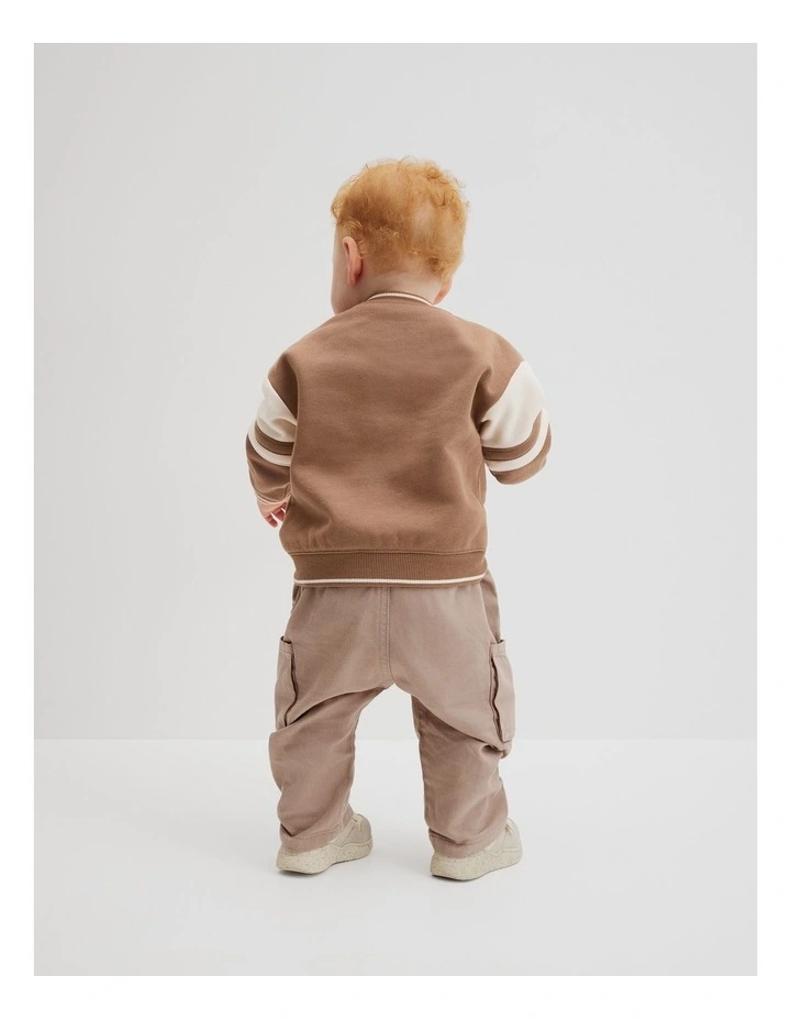 Organically Grown Cotton Oversized Boucle Sweat Top in Camel image 3