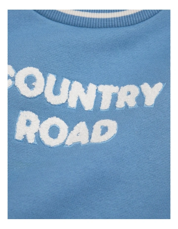 Organically Grown Cotton Oversized Boucle Sweat Top in Glacier image 2