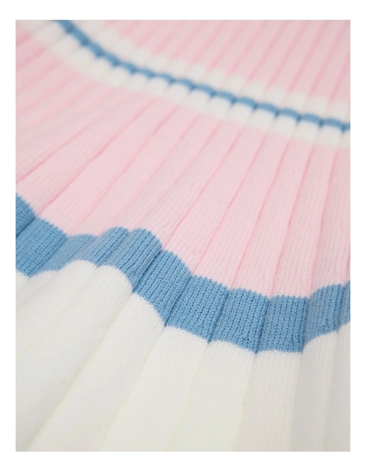 Organically Grown Cotton Blend Variegated Stripe Knit Dress in Multi image 2