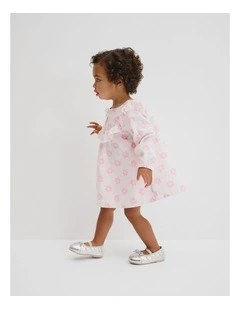 Organically Grown Cotton Cord Frill Dress Set in Multi