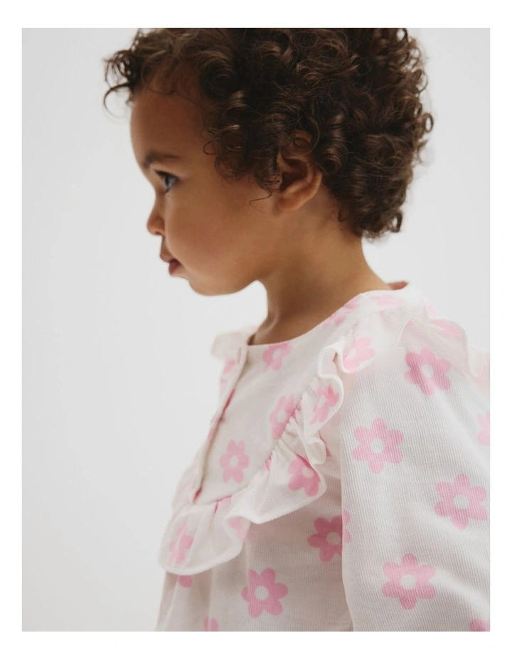 Organically Grown Cotton Cord Frill Dress Set in Multi image 2