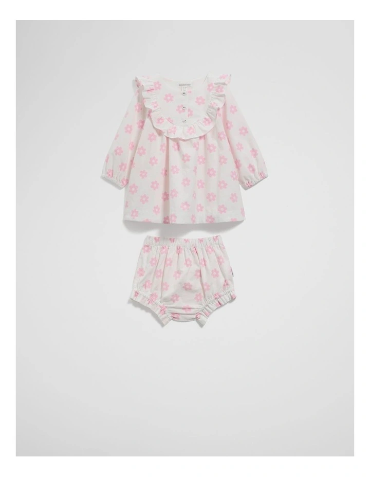 Organically Grown Cotton Cord Frill Dress Set in Multi image 4