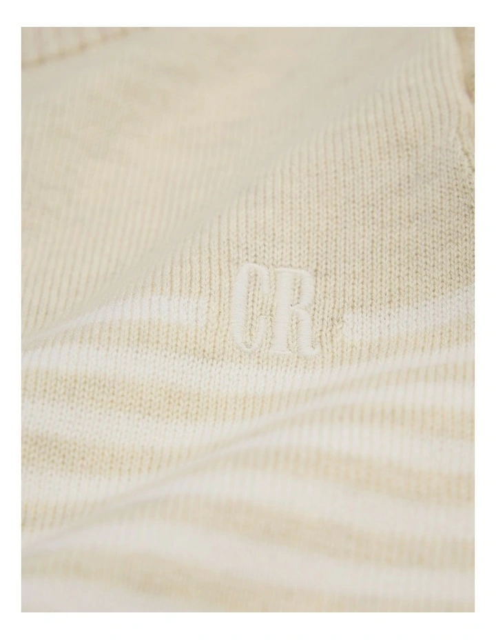 Organically Grown Cotton Blend Logo Frilled Knit in Oatmeal Marle image 2