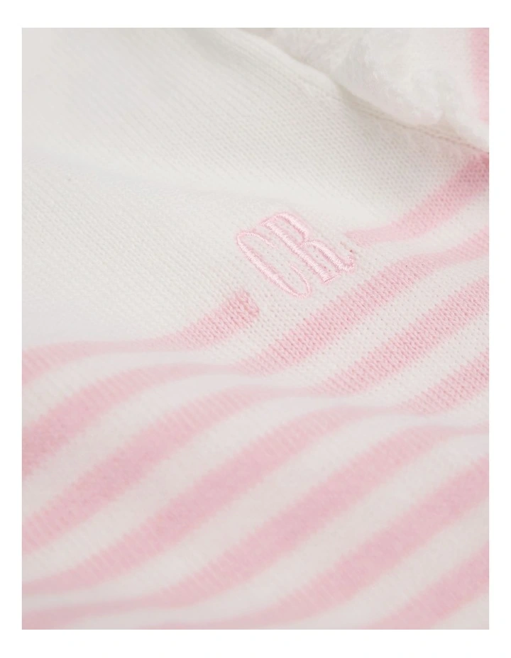 Organically Grown Cotton Blend Logo Frilled Knit Top in Multi image 2