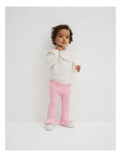 Organically Grown Cotton Rib Knit Pant in Playful Pink